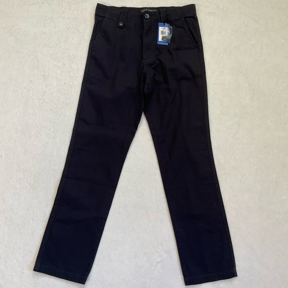 NWT VINCE CAMUTO The Weekend Pant Phantom Black Cotton | Straight Leg | 30 X 32